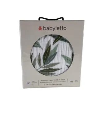 Babyletto Muslin All-Stages Midi Crib Sheet, Olive Branches