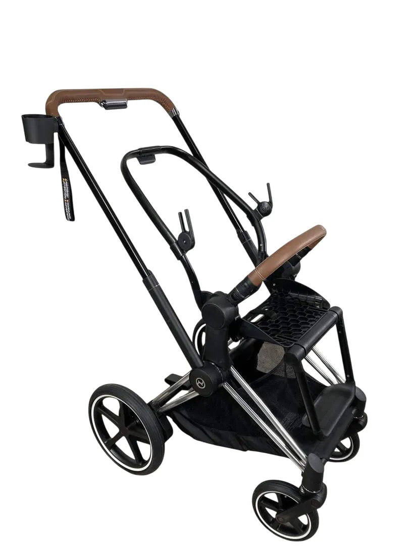 Cybex PRIAM Stroller Frame And Seat, 2021, Chrome/Brown