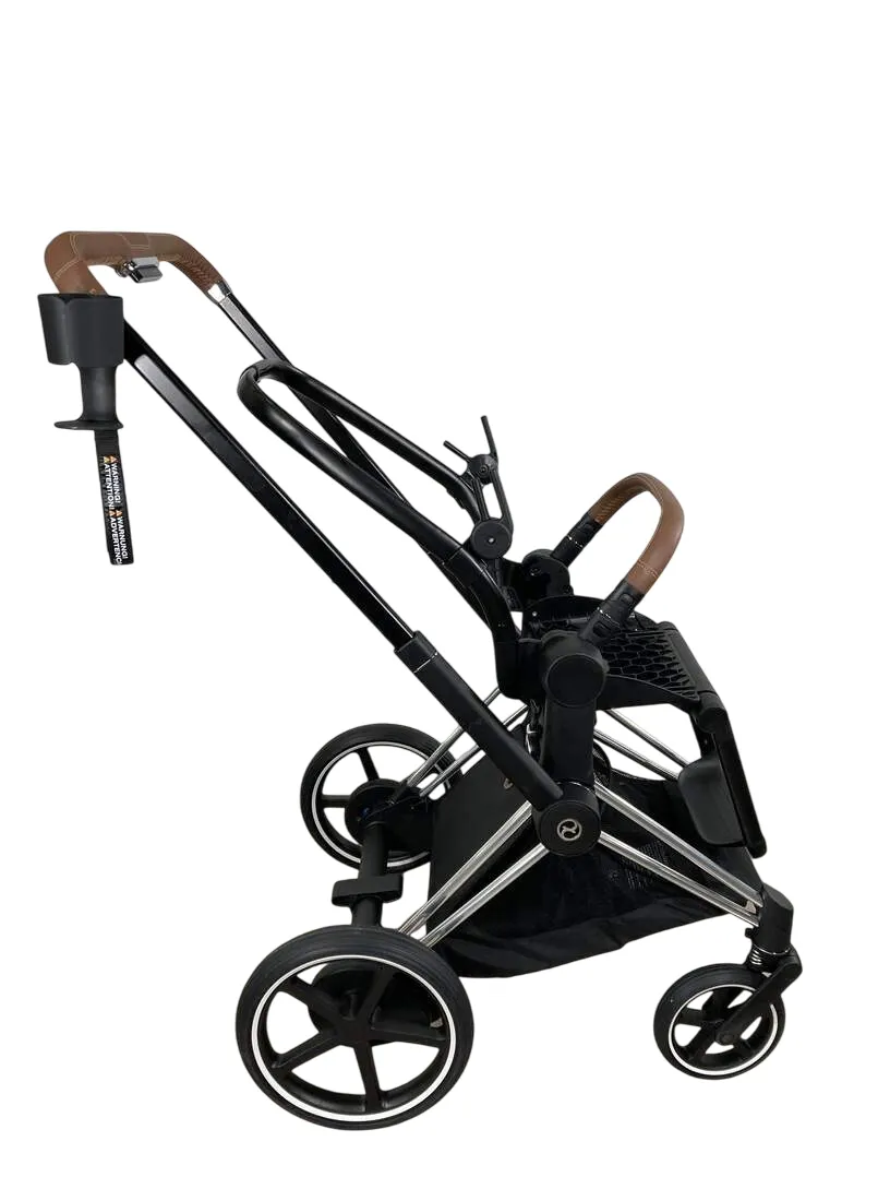 Cybex PRIAM Stroller Frame And Seat, 2021, Chrome/Brown
