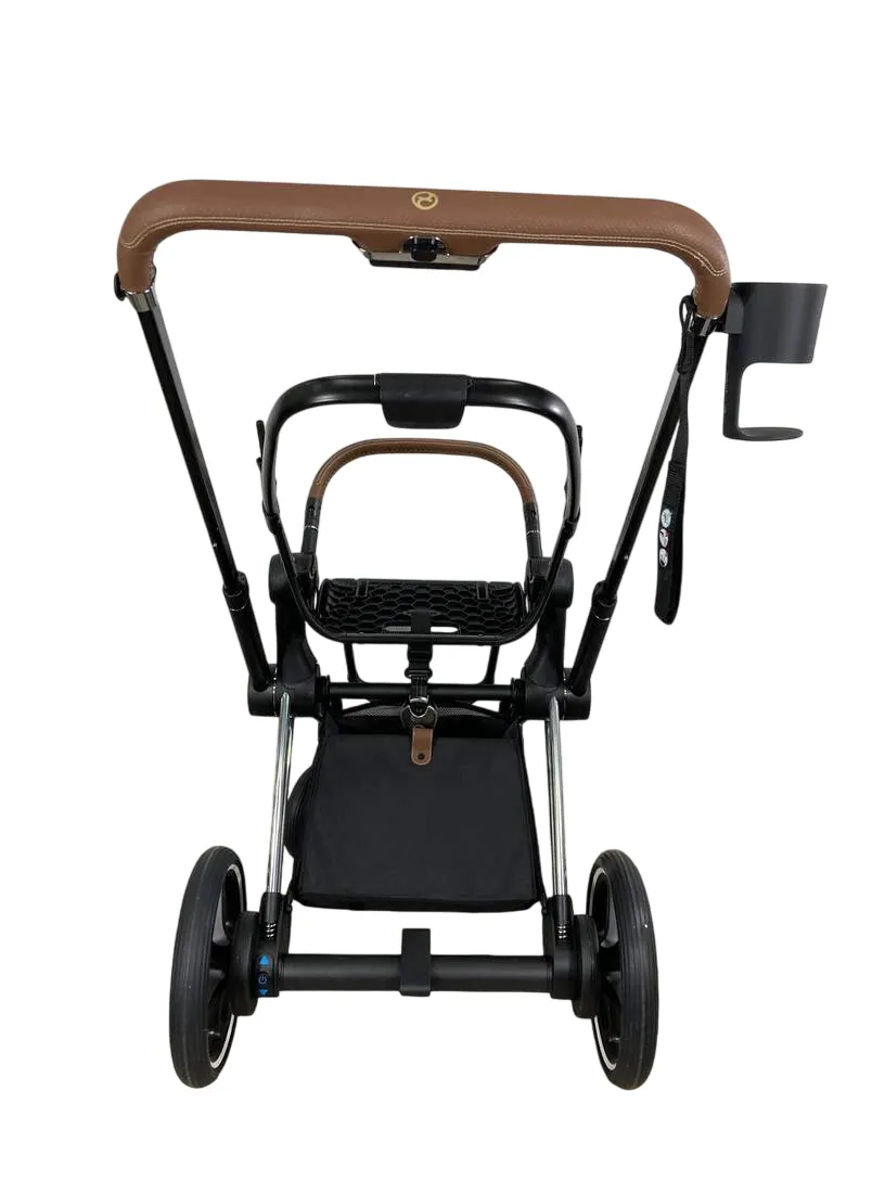 Cybex PRIAM Stroller Frame And Seat, 2021, Chrome/Brown