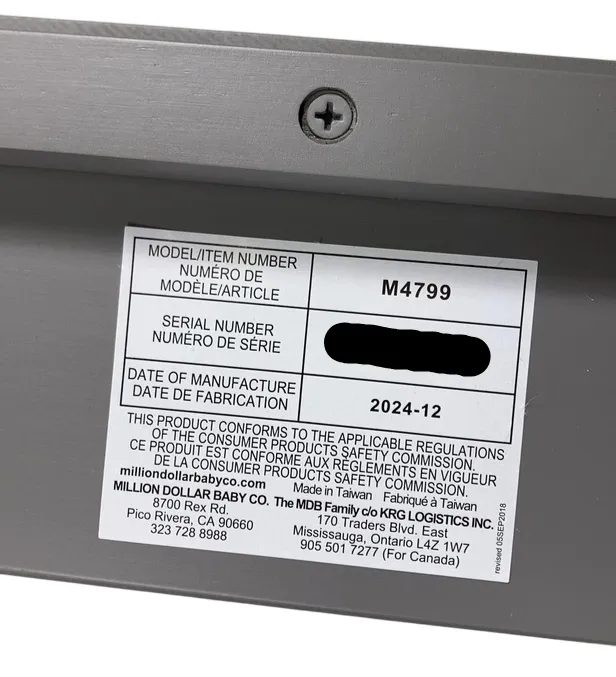 DaVinci Twin/Full-Size Bed Conversion Kit M4799, Grey