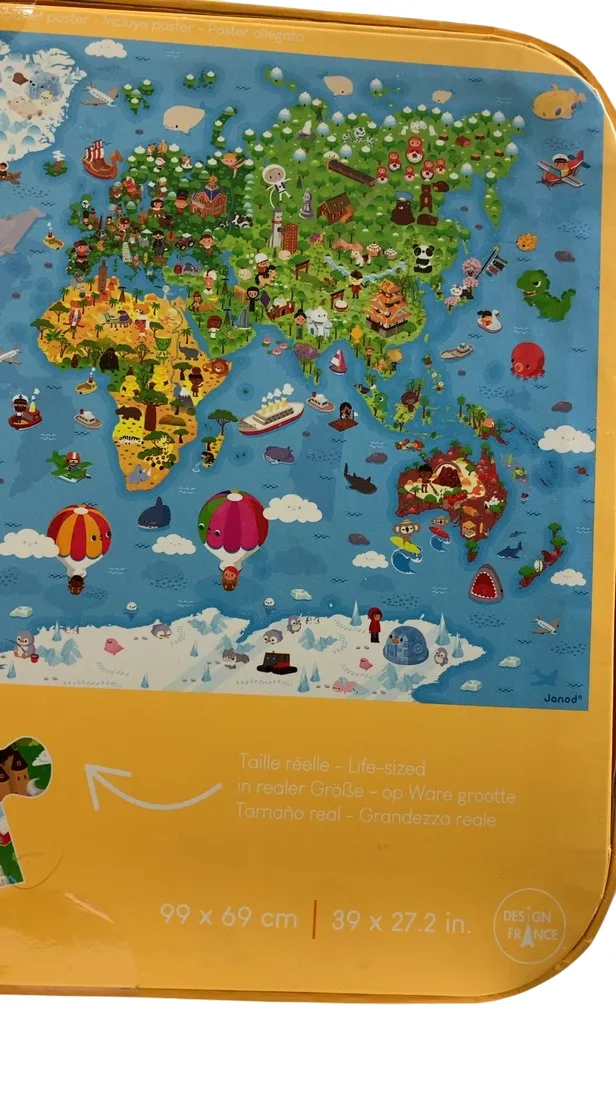 Janod 300 Piece Giant World Map Puzzle