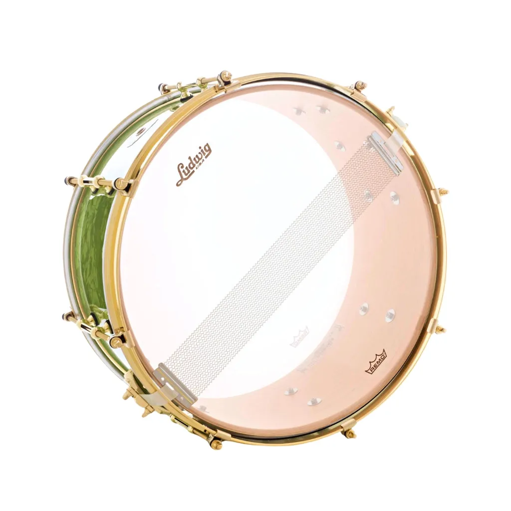 Ludwig 110th Anniversary Classic Maple SNARE - Emerald Green Ripple with Brass HW