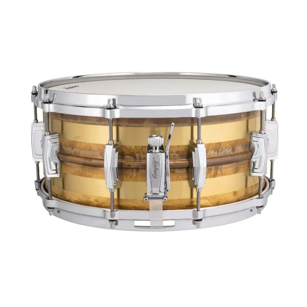 Ludwig LB464RS Supraphonic Raw Brass Striped 14X6.5 Snare Drum