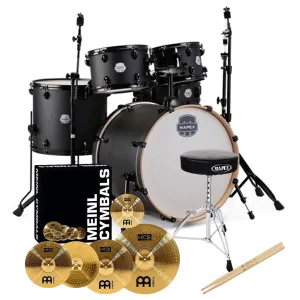 Mapex Storm Textured Black w/Blk HW   Hardware, Stool & Meinl HCSCymbals