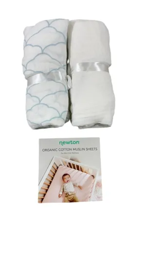 Newton 2 Pack Mini Crib Sheets, Dreamweaver Moonstone Mist/Solid White