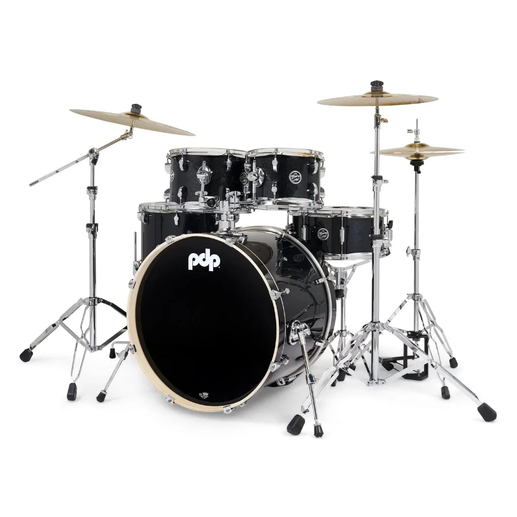 PDP Mainstage 5-Piece Complete Drum Set with Hardware and Cymbals - Black Sparkle