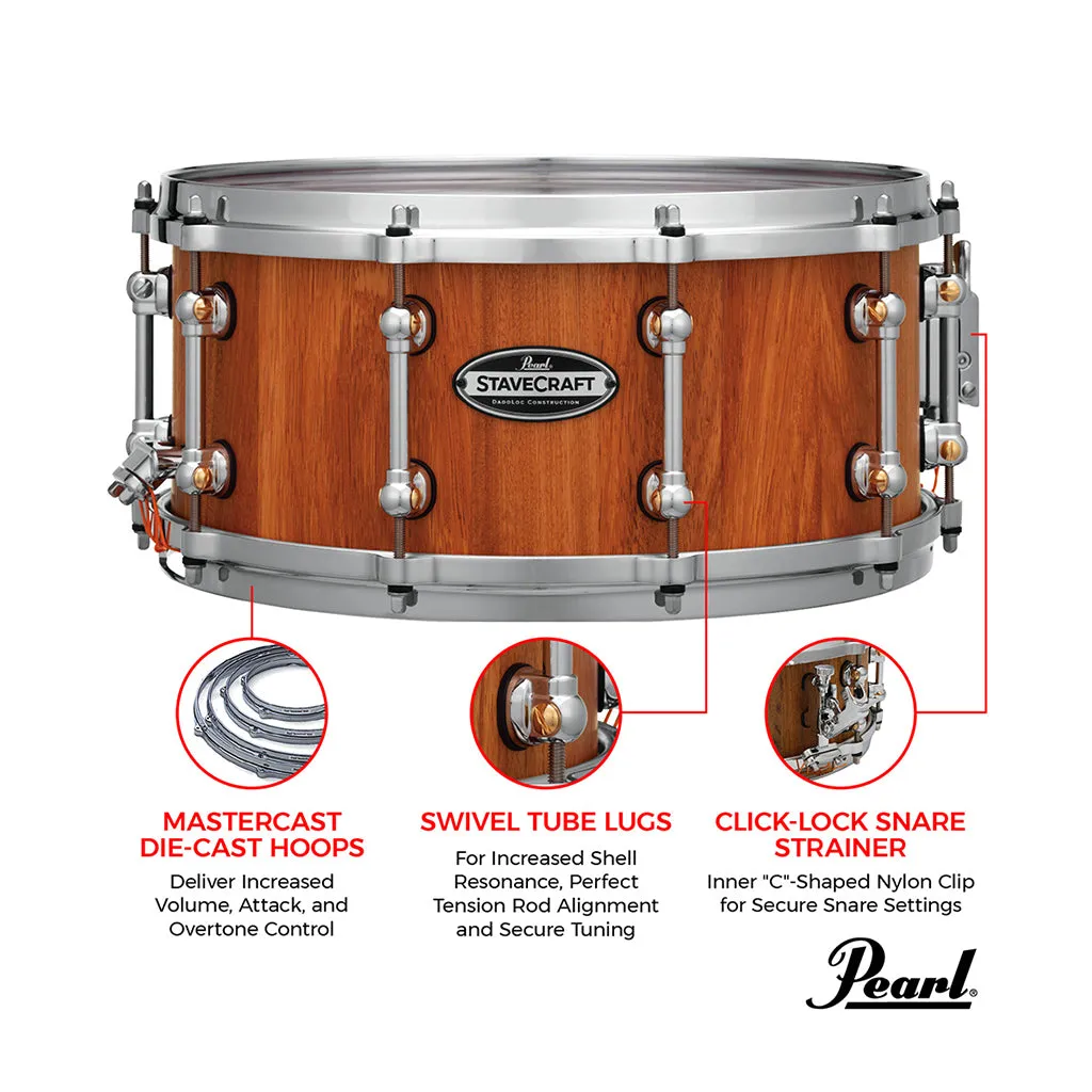 Pearl 14"x5" StaveCraft Makha with Thai Oak DadoLoc Snare Drum