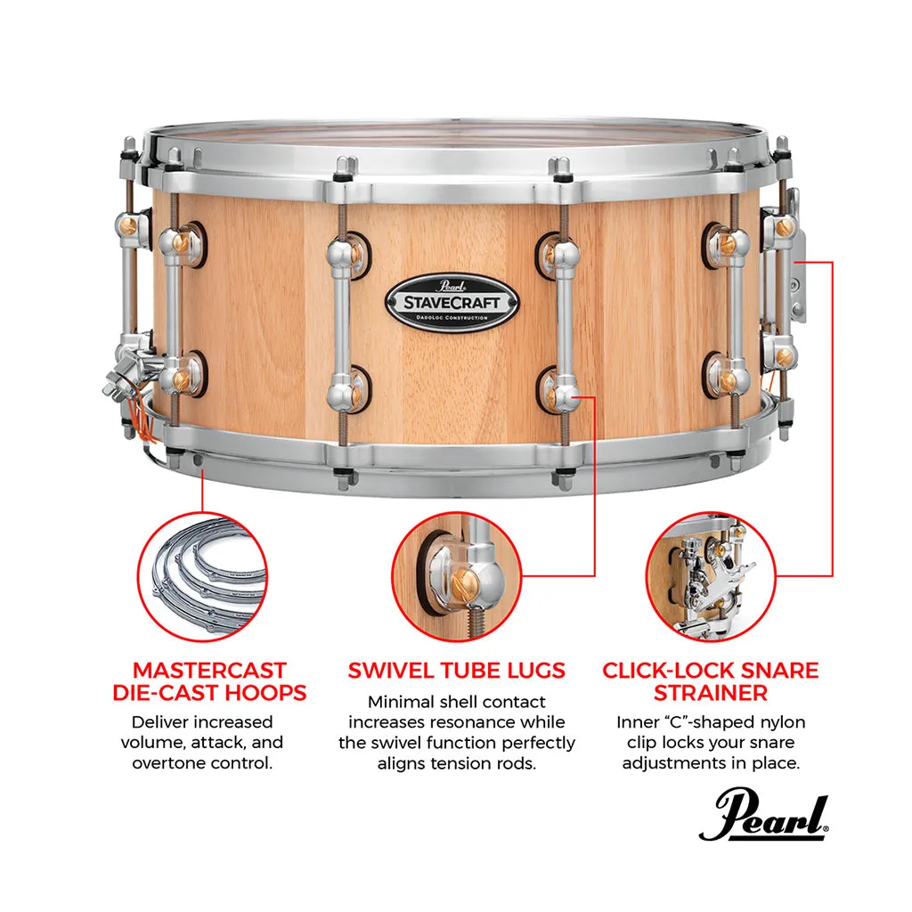 Pearl 14"x6.5" StaveCraft Thai Oak with Makha DadoLoc Snare Drum