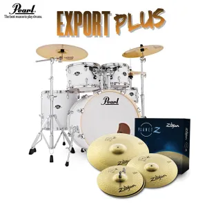 Pearl Export 20" EXX Fusion Drum Kit Package with Zildjian Cymbals & Hardware - Pure White