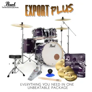 Pearl Export 22" EXX Fusion Plus Drum Kit Package with Zildjian Cymbals & Hardware - Purple Nebula