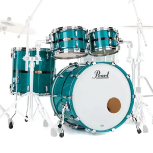 Pearl Masters Maple Gum 4pc Shell Pack (2216BX, 1007T, 1208T,1616F) - Aqua Turquoise Stripe