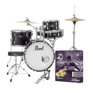 Pearl Roadshow X 18" 4-Piece Drum Kit Package with Zildjian Cymbals & Hardware - Jet Black