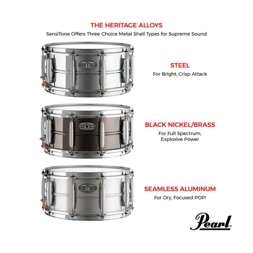 Pearl Sensitone Heritage Alloy 14"x6.5" Black Nickel over Brass Snare Drum