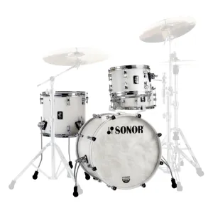 Sonor SQ1 3-piece Shell Pack - Satin Pure White with Matching Bass Drum Hoops