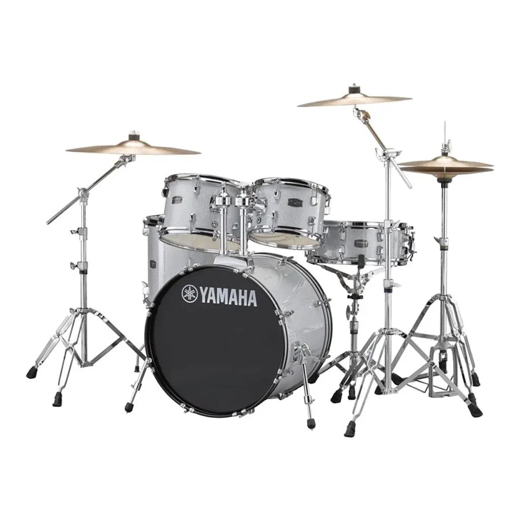 Yamaha Rydeen Fusion Size 5-Piece Complete Drum Set with Hardware and Cymbals - Silver Glitter