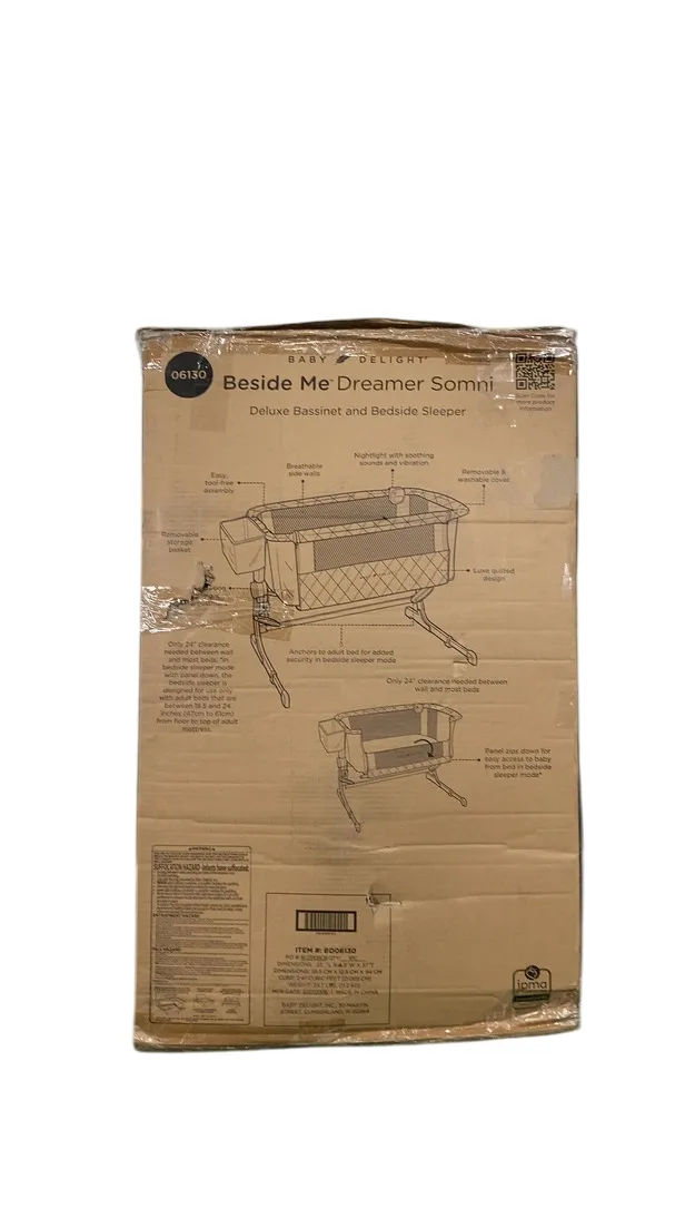 Baby Delight Beside Me Somni Deluxe Bassinet and Beside Sleeper, Quilted Grey