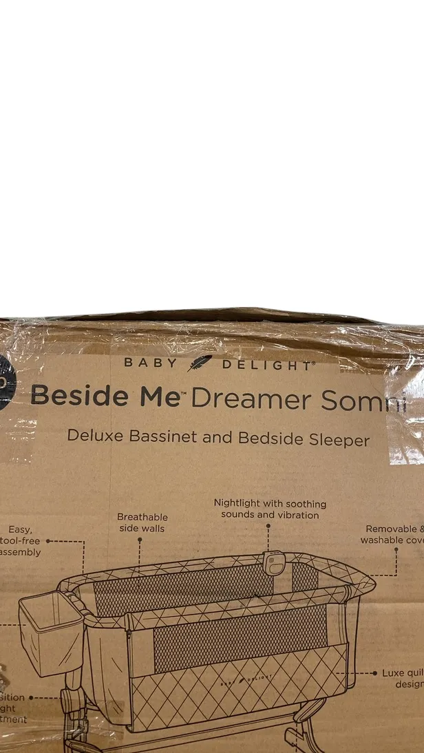 Baby Delight Beside Me Somni Deluxe Bassinet and Beside Sleeper, Quilted Grey