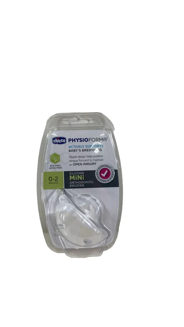 Chicco PhysioForma Soft Silicone Orthodontic Pacifier, 1 Pack, Clear, 0-2 months