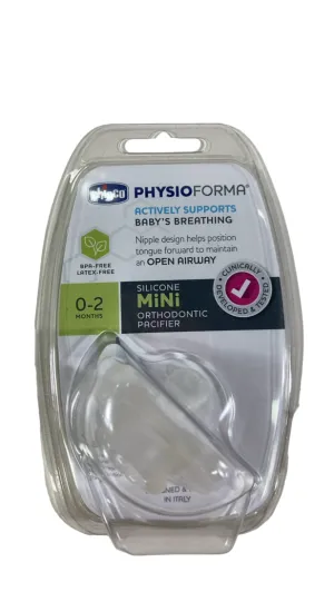 Chicco PhysioForma Soft Silicone Orthodontic Pacifier, 1 Pack, Clear, 0-2 months