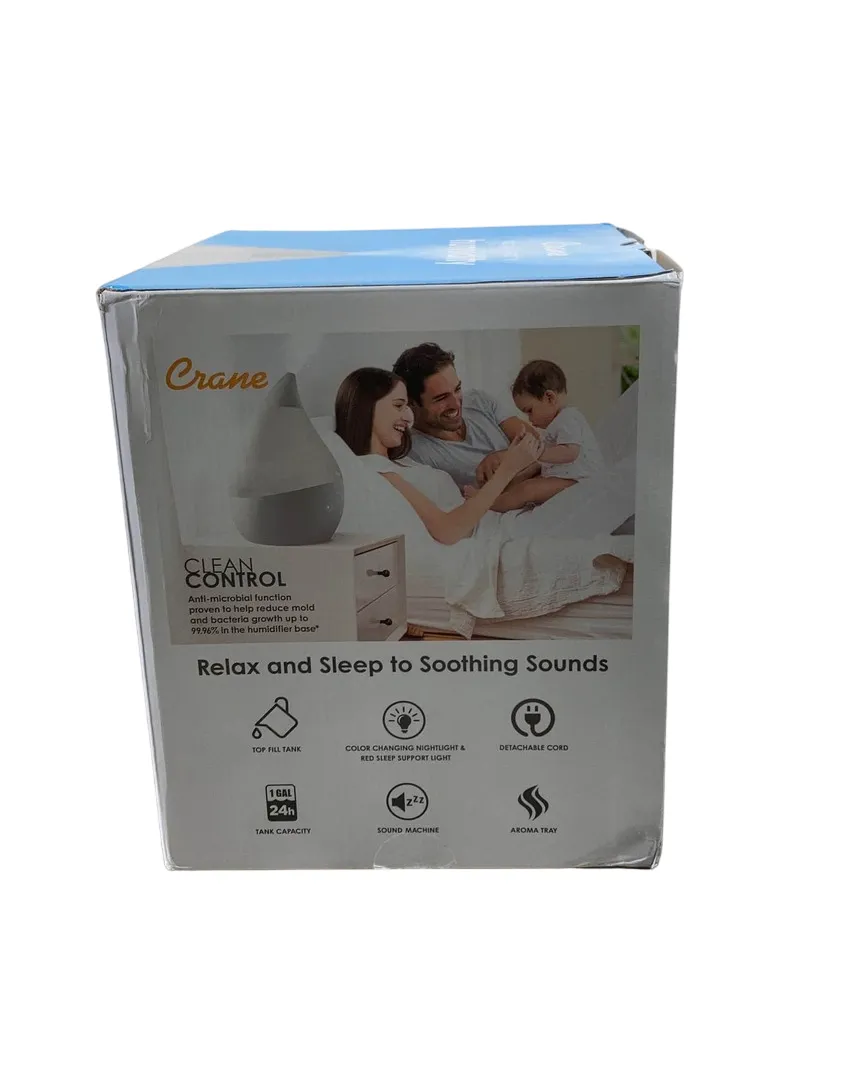 Crane 4-in-1 Drop Ultrasonic Cool Mist Humidifier, Grey