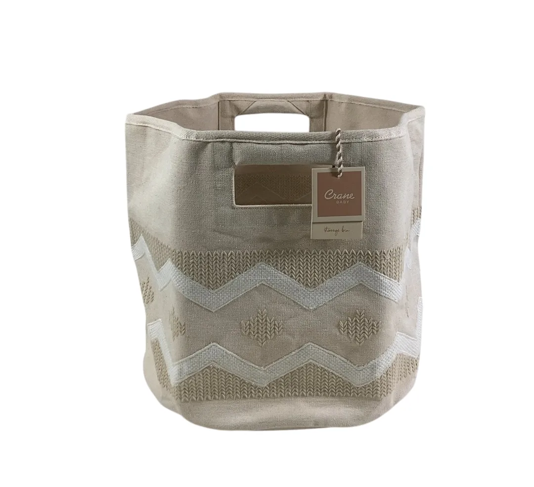 Crane Baby Chevron Neutral Storage Bin