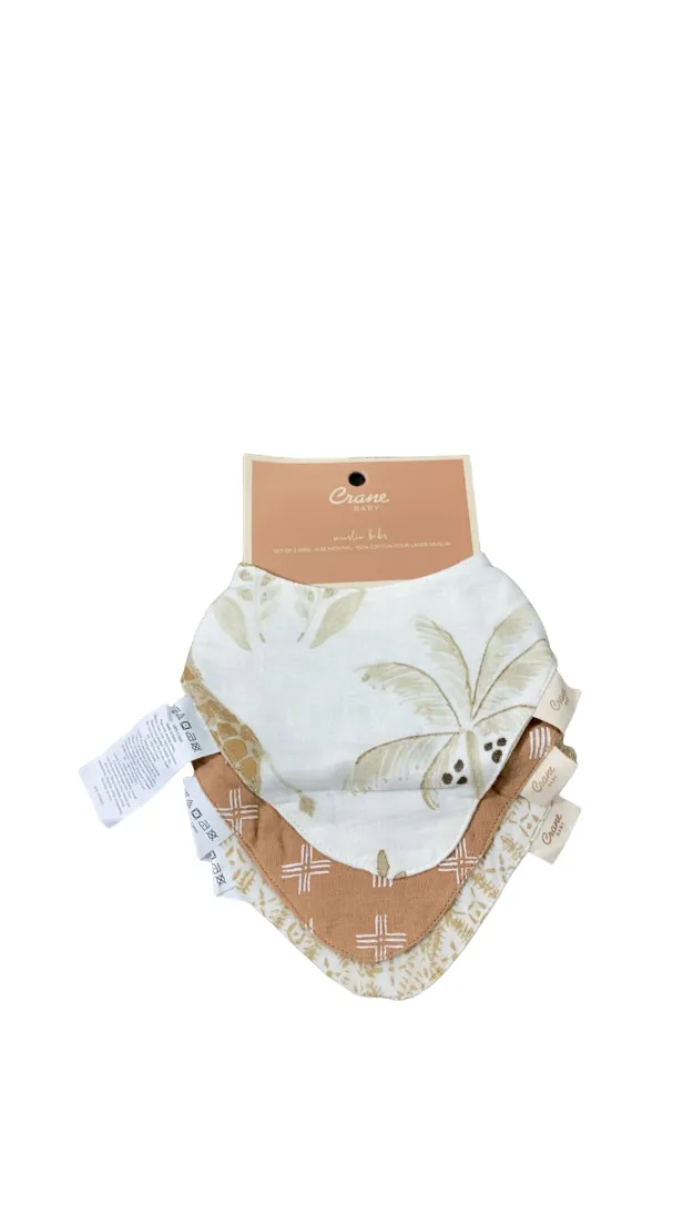 Crane Baby Muslin 3 Piece Bib Set, Kendi