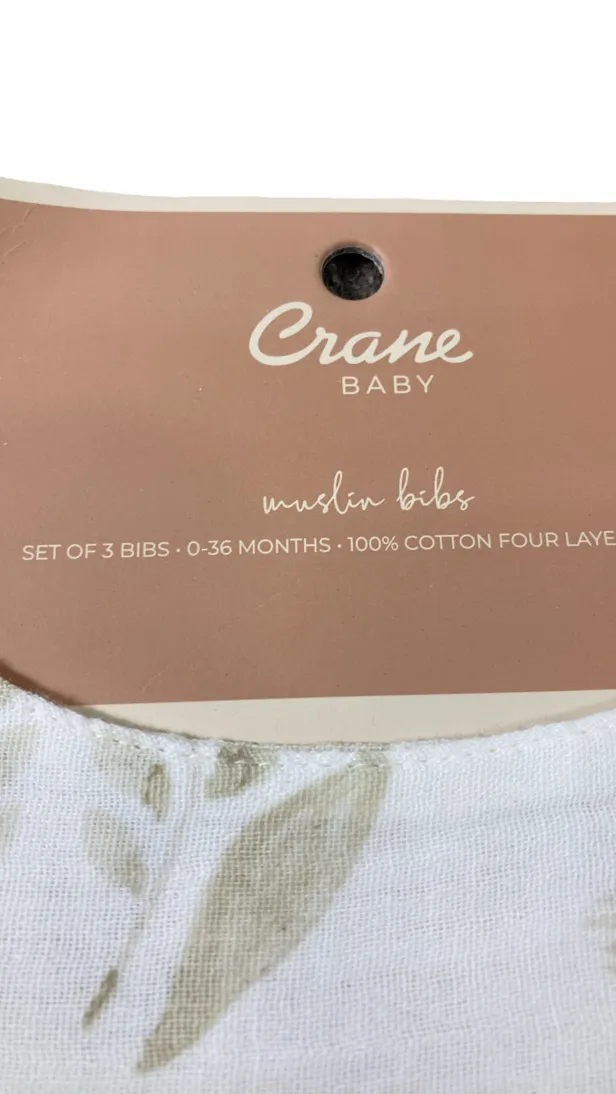 Crane Baby Muslin 3 Piece Bib Set, Kendi