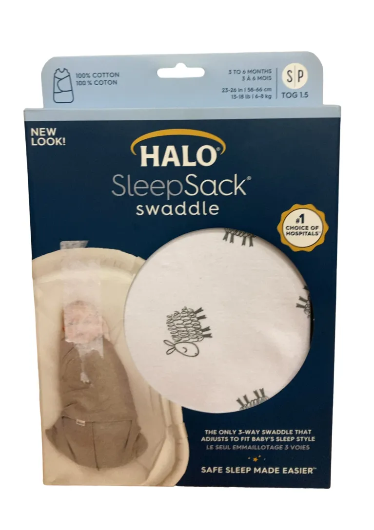 Halo SleepSack Swaddle, Small, White Lamb Scribble