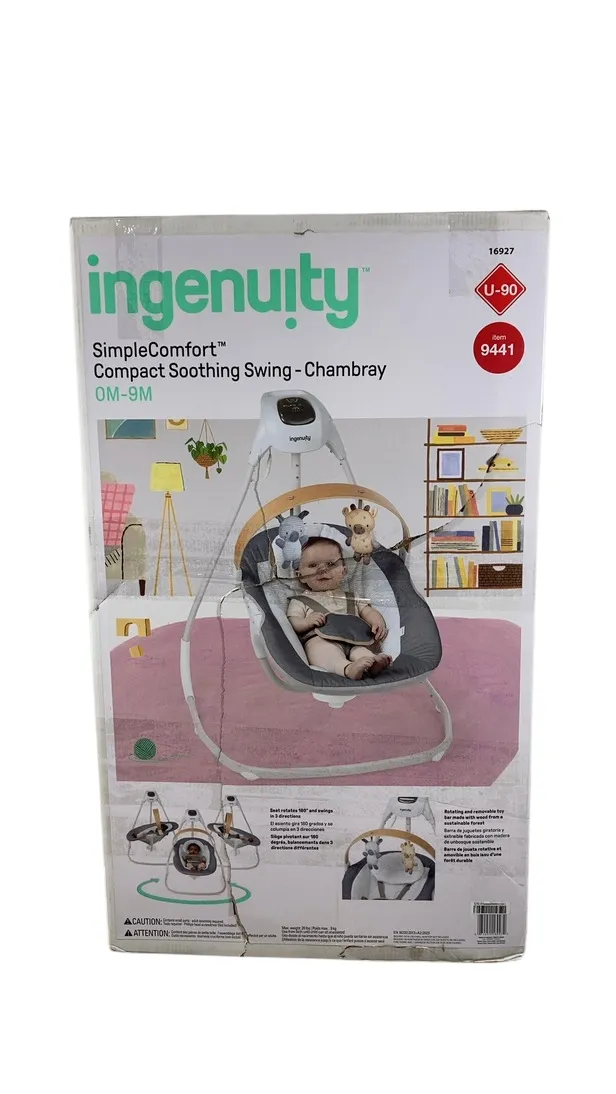 Ingenuity Simple Comfort 2-in-1 Swing Rocker, Chambray