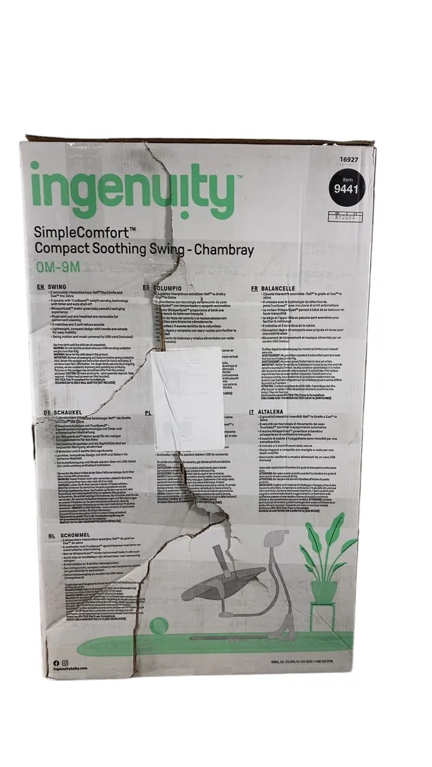 Ingenuity Simple Comfort 2-in-1 Swing Rocker, Chambray