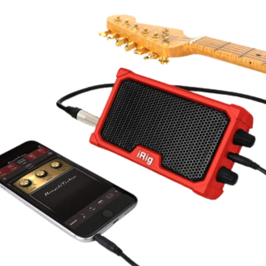 iRig Nano Amp, Red - Portable Micro Amp with integrated iOS Audio Interface