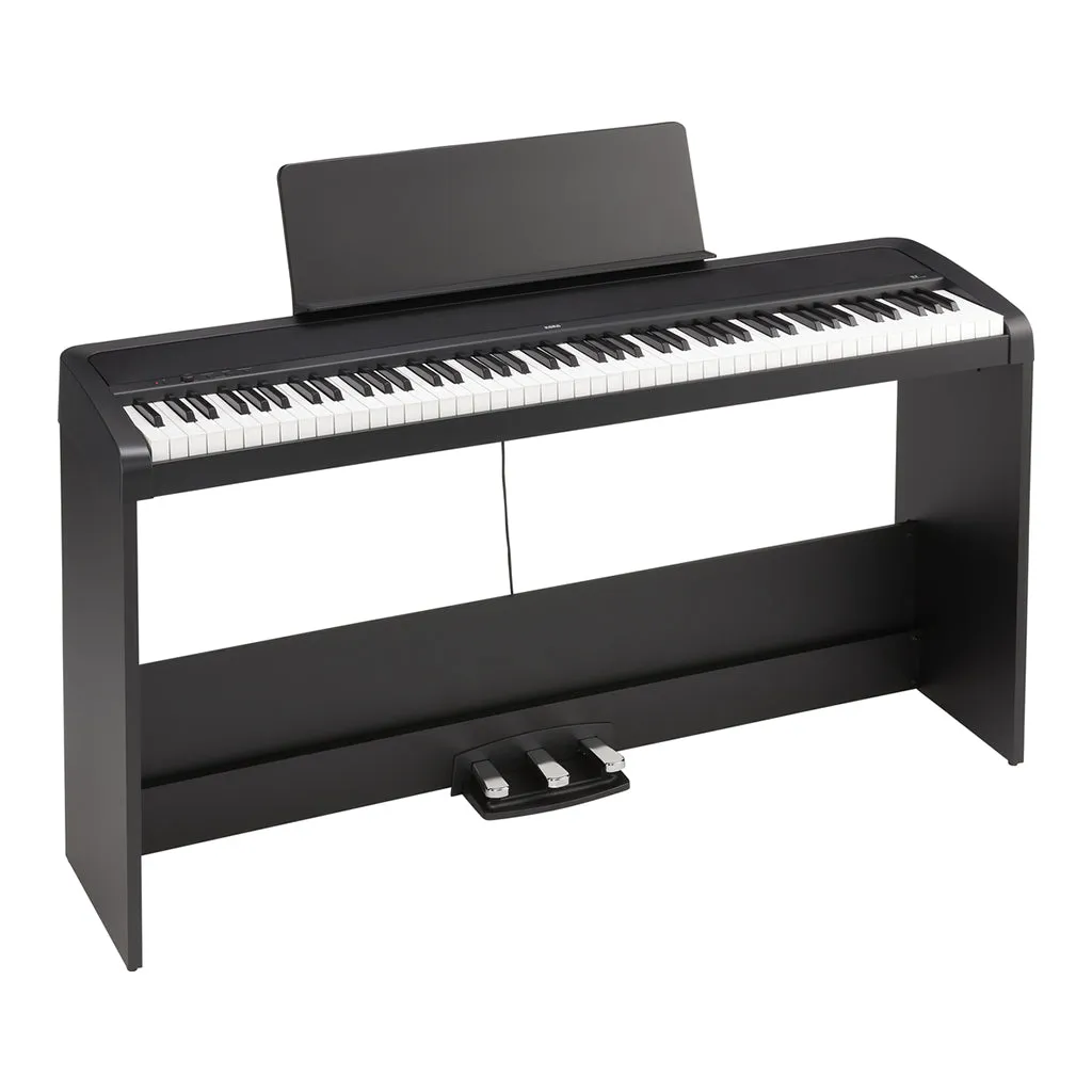 Korg B2SP 88 Weighted Hammer Action Digital Black With Stand Pedals And AKG K-72 Headphones