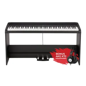Korg B2SP 88 Weighted Hammer Action Digital Black With Stand Pedals And AKG K-72 Headphones