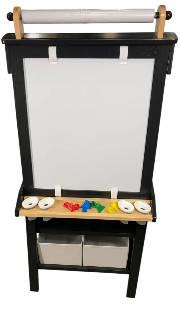 Little Partners Deluxe Learn 'N Play Art Center Easel, Charcoal with Natural