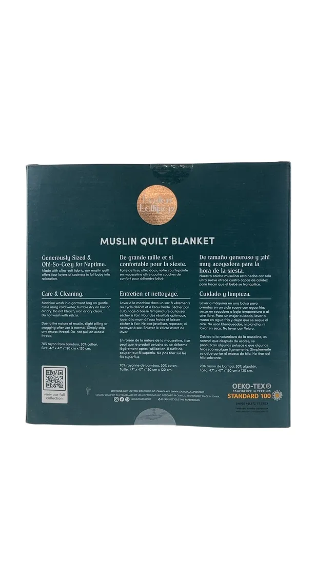 LouLou Lollipop Muslin Baby Quilt, Bumble Bees