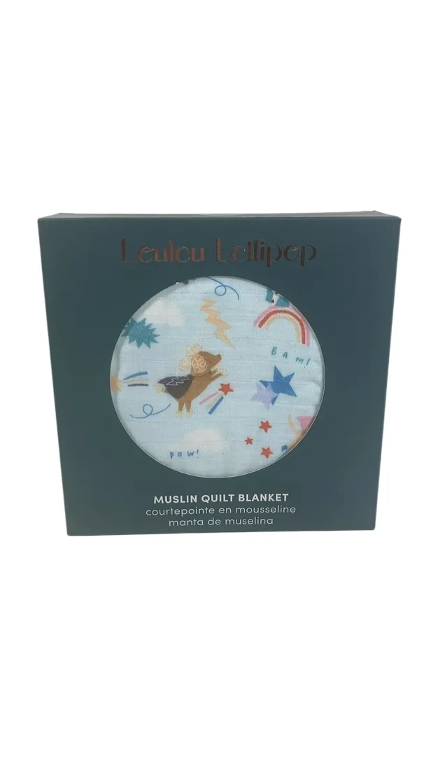 LouLou Lollipop Muslin Baby Quilt, Superhero Dog