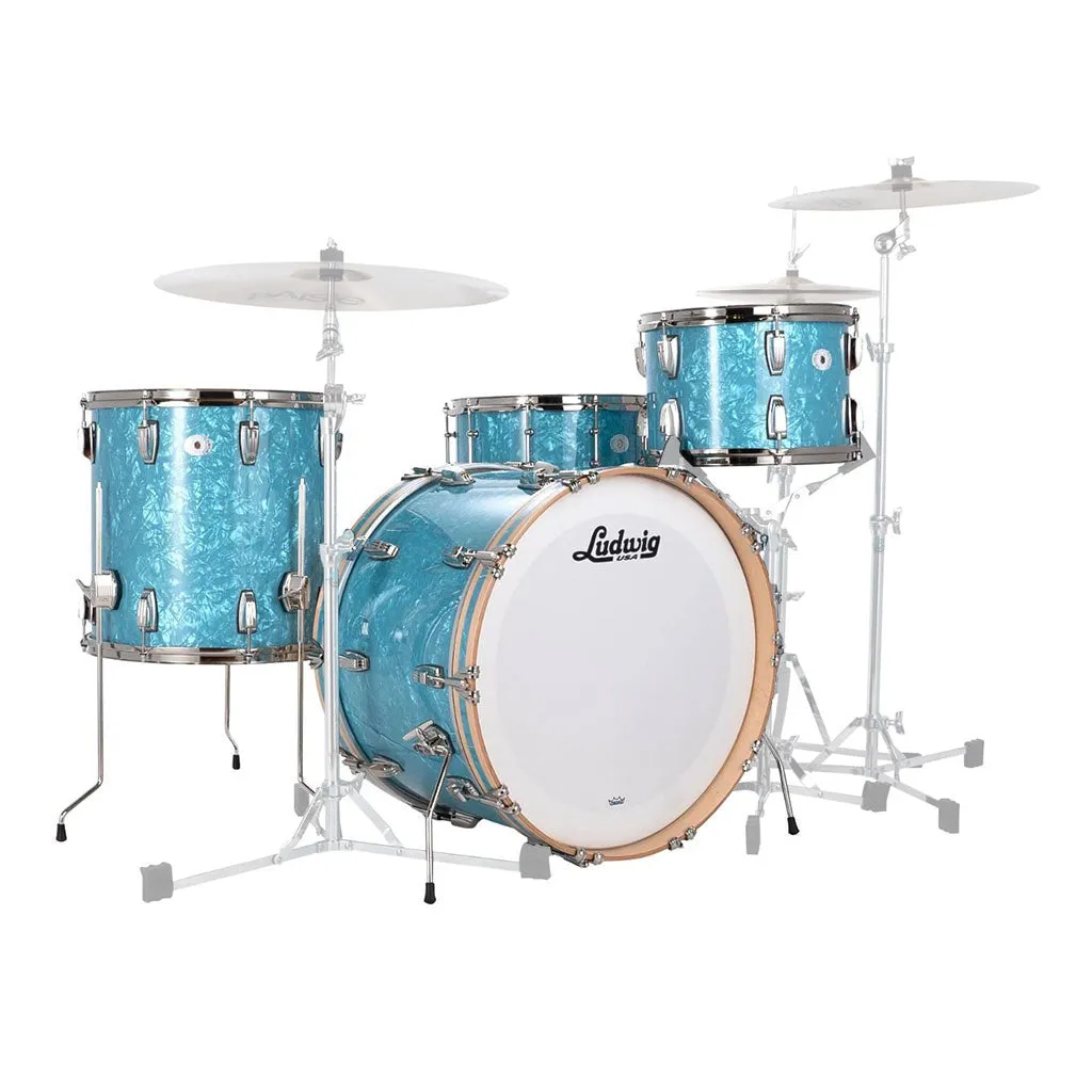 Ludwig Classic Maple 22" 4-Piece FAB Shell Pack - Glacier Blue Pearl - Nickel Hardware