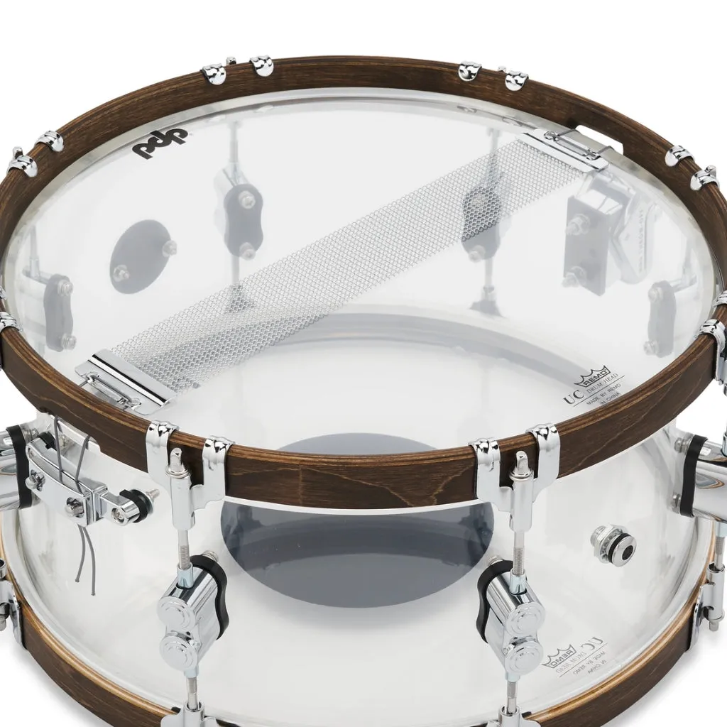 PDP 25th Anniversary Acrylic with Walnut Hoops Snare - 14X6.5