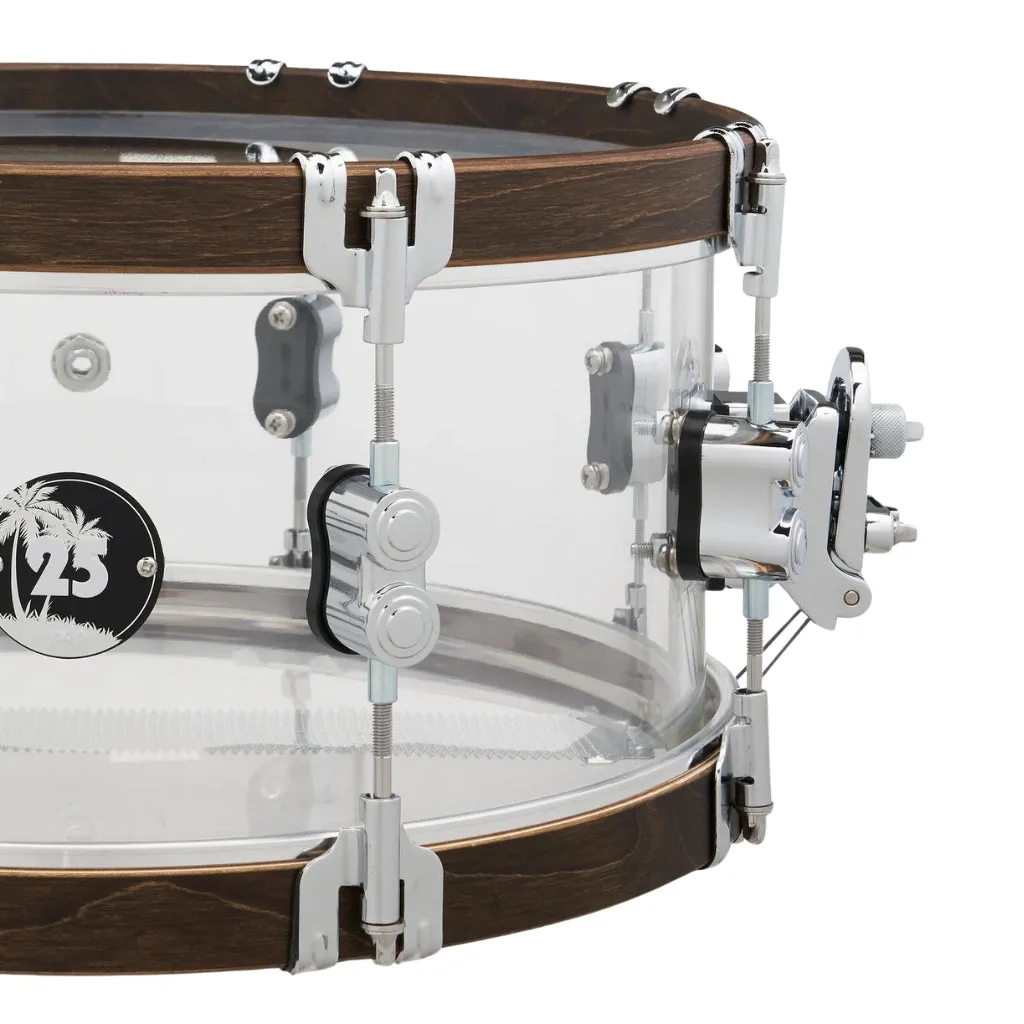 PDP 25th Anniversary Acrylic with Walnut Hoops Snare - 14X6.5