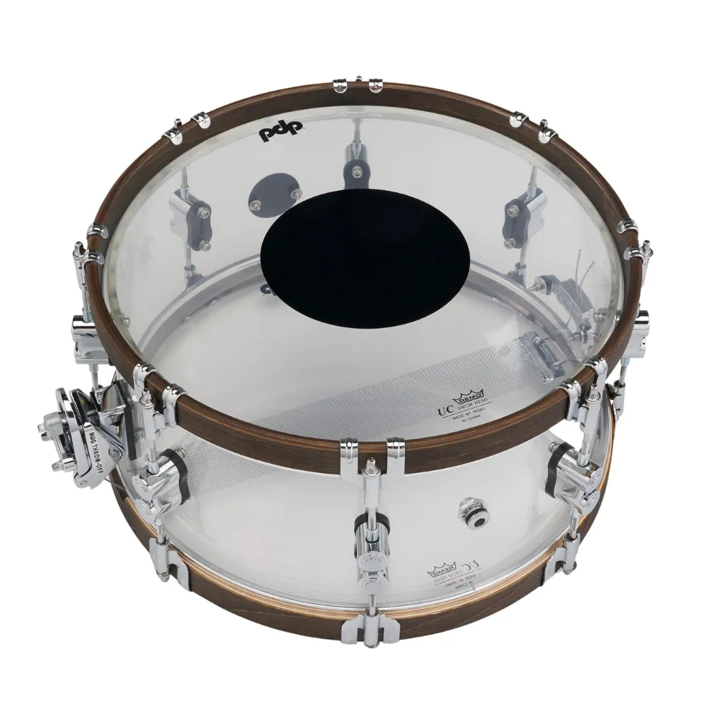PDP 25th Anniversary Acrylic with Walnut Hoops Snare - 14X6.5