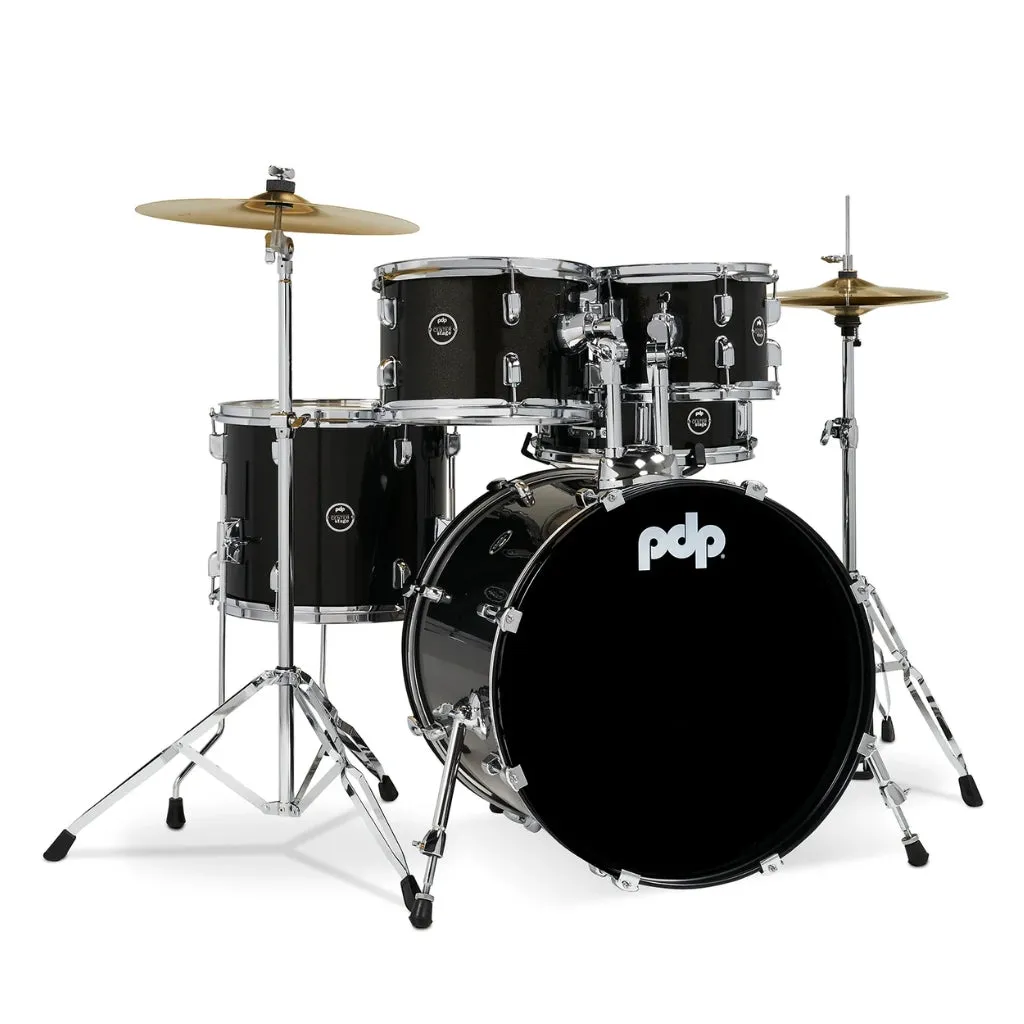 PDP Centerstage Series 20" 5 Piece Drum Kit Iridescent Black Sparkle with Hardware Cymbals and Thone