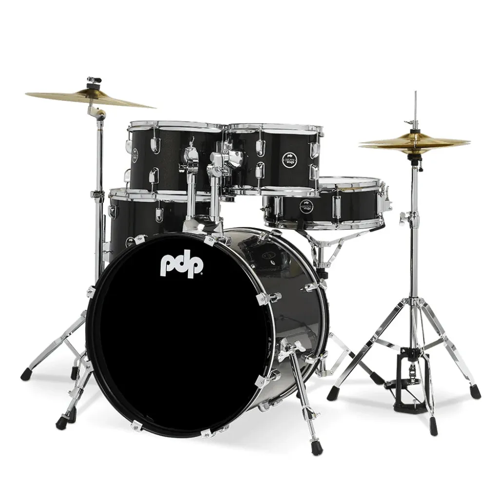 PDP Centerstage Series 20" 5 Piece Drum Kit Iridescent Black Sparkle with Hardware Cymbals and Thone