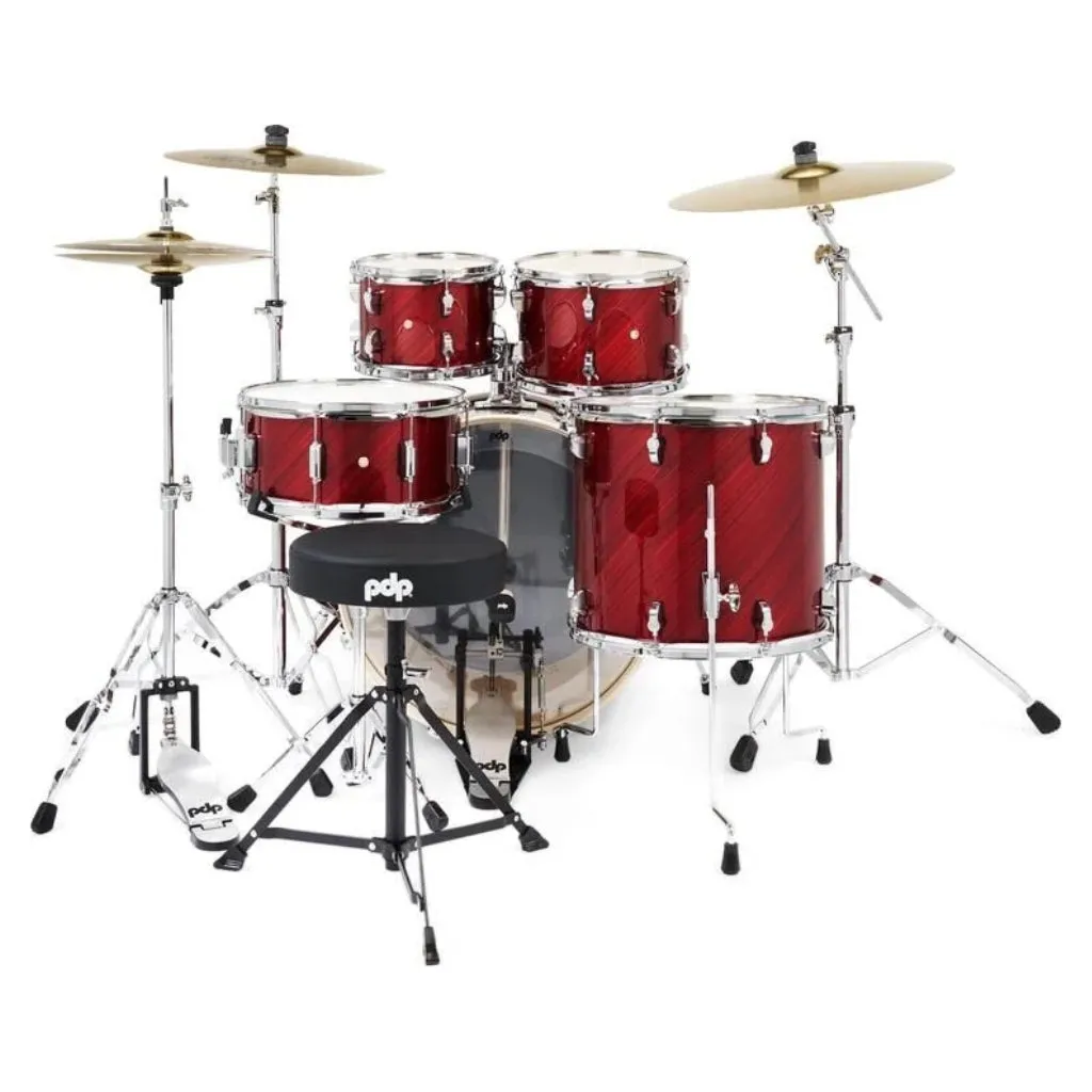 PDP Mainstage 5-Piece Complete Drum Set with Hardware and Cymbals - Twisted Cherry