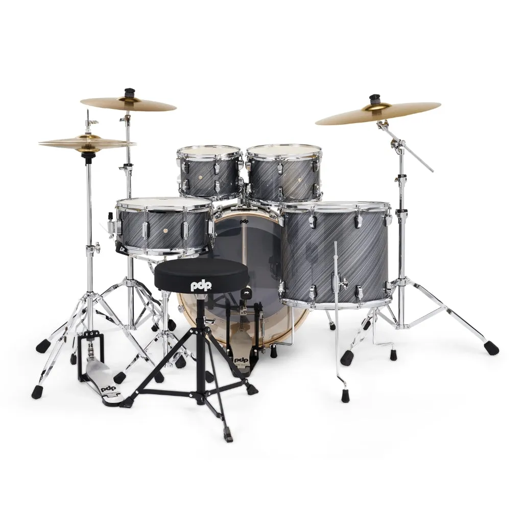 PDP Mainstage 5-Piece Complete Drum Set with Hardware and Cymbals - Twisted Graphite