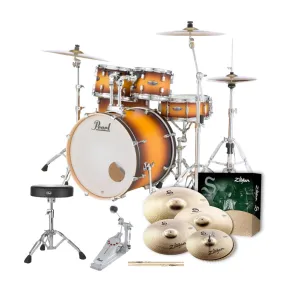 Pearl 22" Decade Maple 5-Piece Drum Kit Package with Zildjian Cymbals (S Series) & Hardware - Classic Satin Amburst