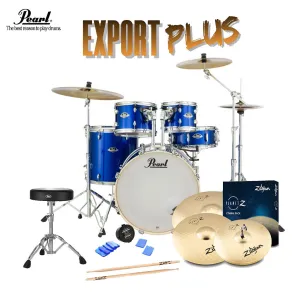 Pearl Export 20" EXX Fusion Drum Kit Package with Zildjian Cymbals & Hardware - High Voltage Blue