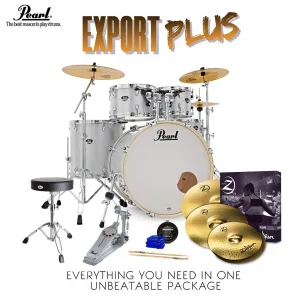 Pearl Export 22" EXX Fusion Plus Drum Kit Package with Zildjian Cymbals & Hardware - Arctic Sparkle