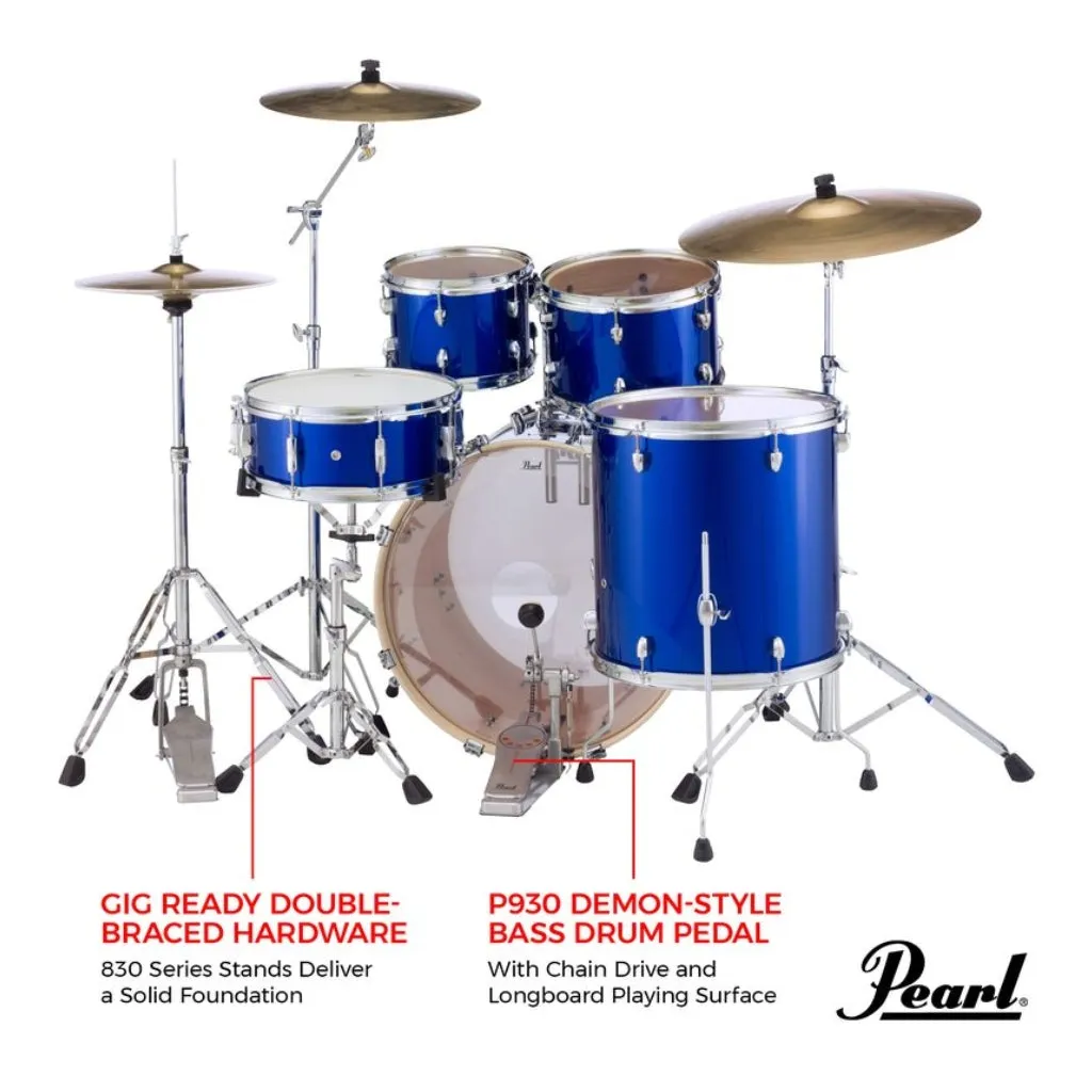 Pearl Export 22" EXX Fusion Plus Drum Kit Package with Zildjian Cymbals & Hardware - High Voltage Blue