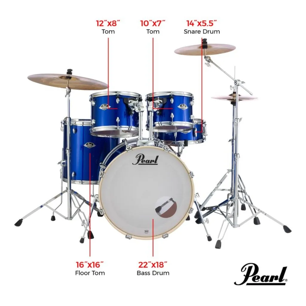 Pearl Export 22" EXX Fusion Plus Drum Kit Package with Zildjian Cymbals & Hardware - High Voltage Blue